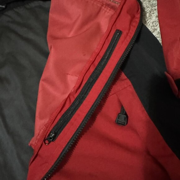 Timberland Jacket Mens Large Red Black Hooded Full Zip Performance Windbreaker - Picture 6 of 11